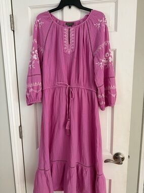 Style & Co. Pink Embroidered Maxi Dress